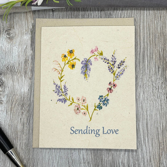 Plantable Seed paper Card.  Wildflower Seed Paper. Friendship card.  Love. Valentines. Sympathy. get well.