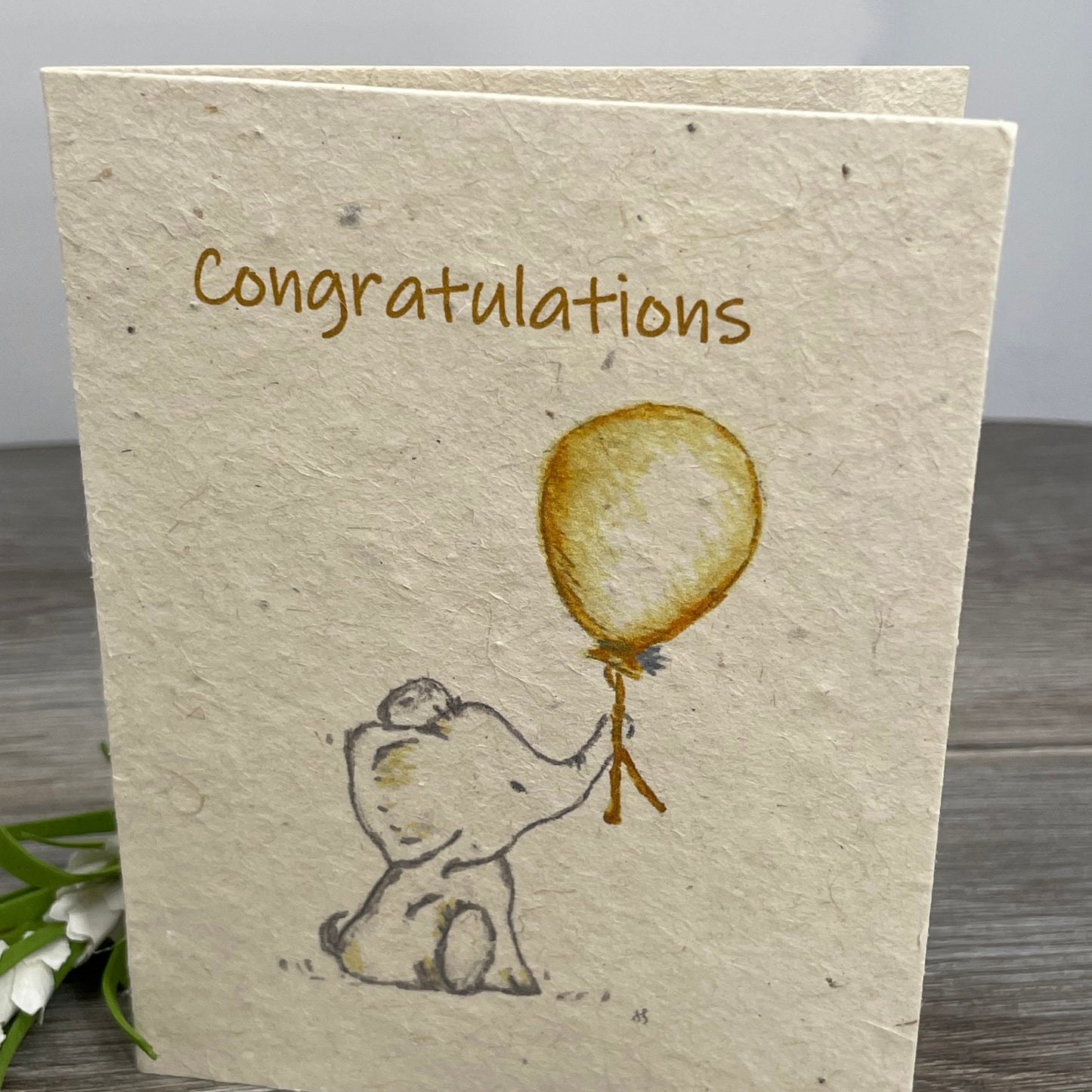 Congratulations | Elephant | Hand Drawn | Plantable Card | Wildflower Seed Paper