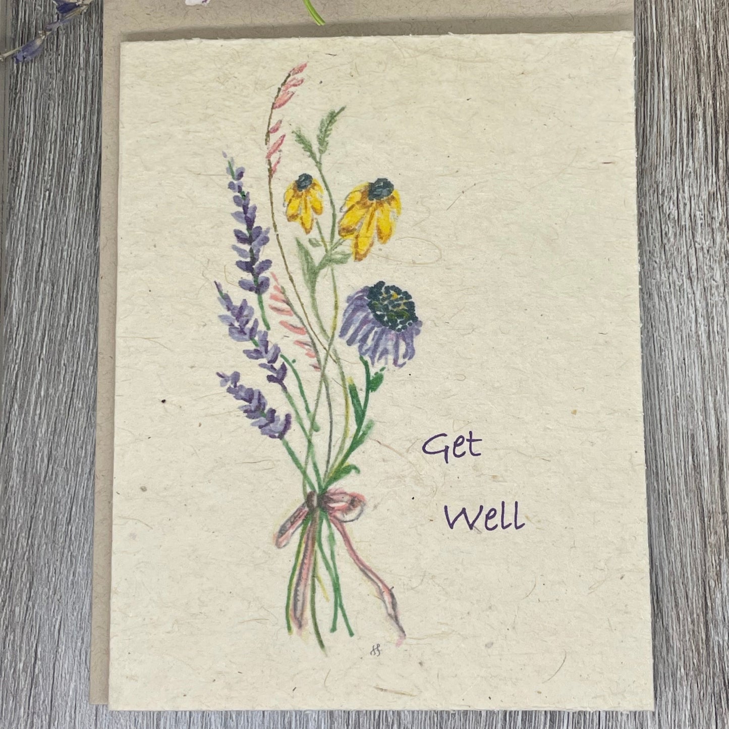 Get Well | Hand Drawn | Plantable Card | Wildflower Seed Paper | Bouquet