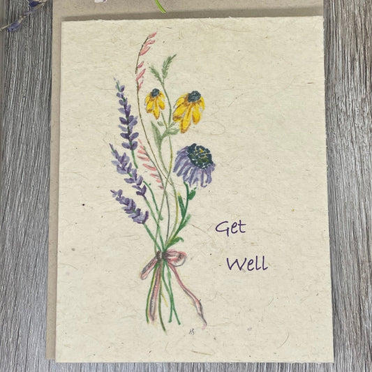 Get Well | Hand Drawn | Plantable Card | Wildflower Seed Paper | Bouquet