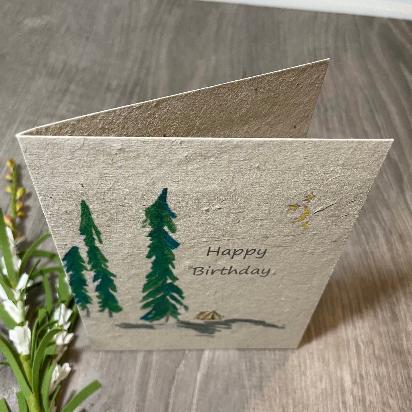 Happy Birthday | Tent | Hand Drawn | Plantable Card | Wildflower Seed Paper