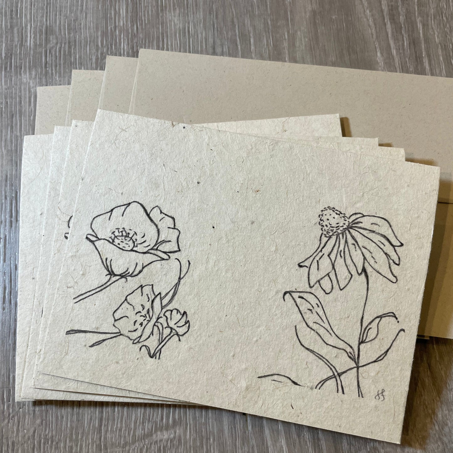 Wildflowers | Hand Drawn | Plantable Seed Paper | Charcoal Flowers