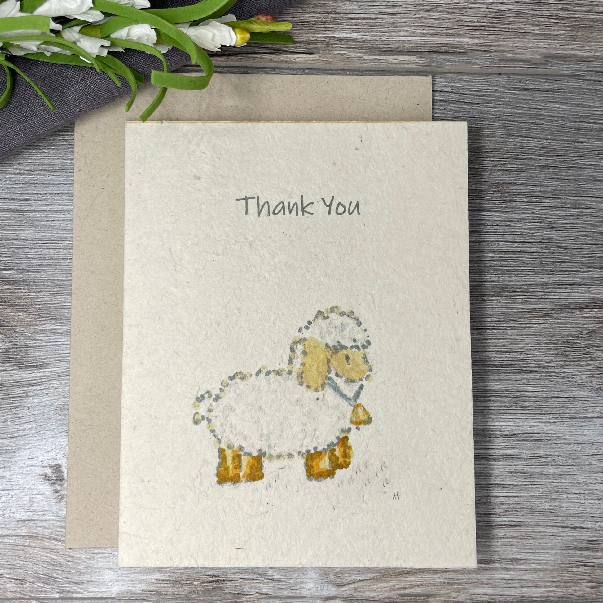 Baby Shower Card. baby shower gift. Plantable Seed Paper. Thank you. Wildflower seed paper. lamb. wildflowers.