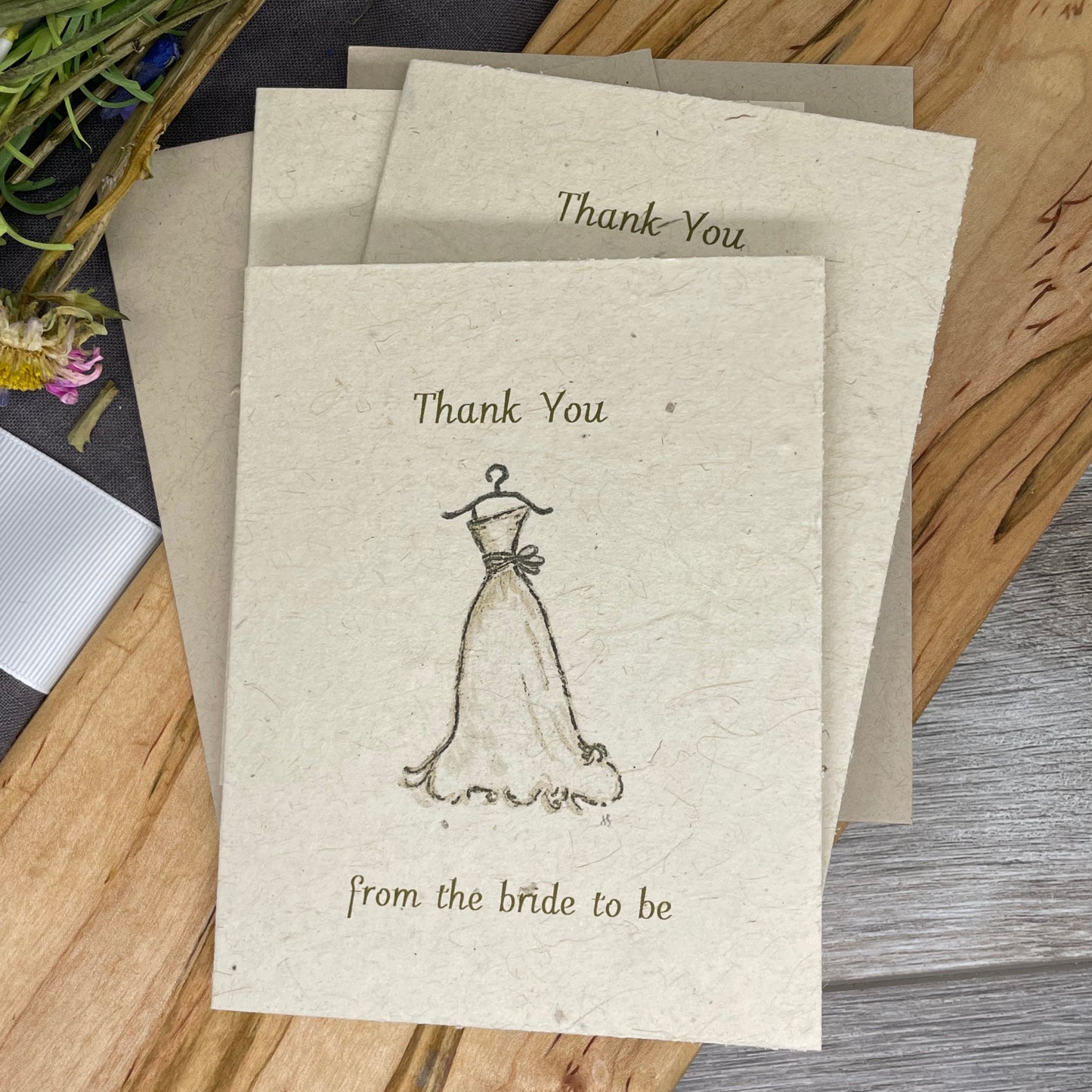 Thank You |From the Bride to Be| Hand Drawn | Plantable Card | Wildflower Seed Paper