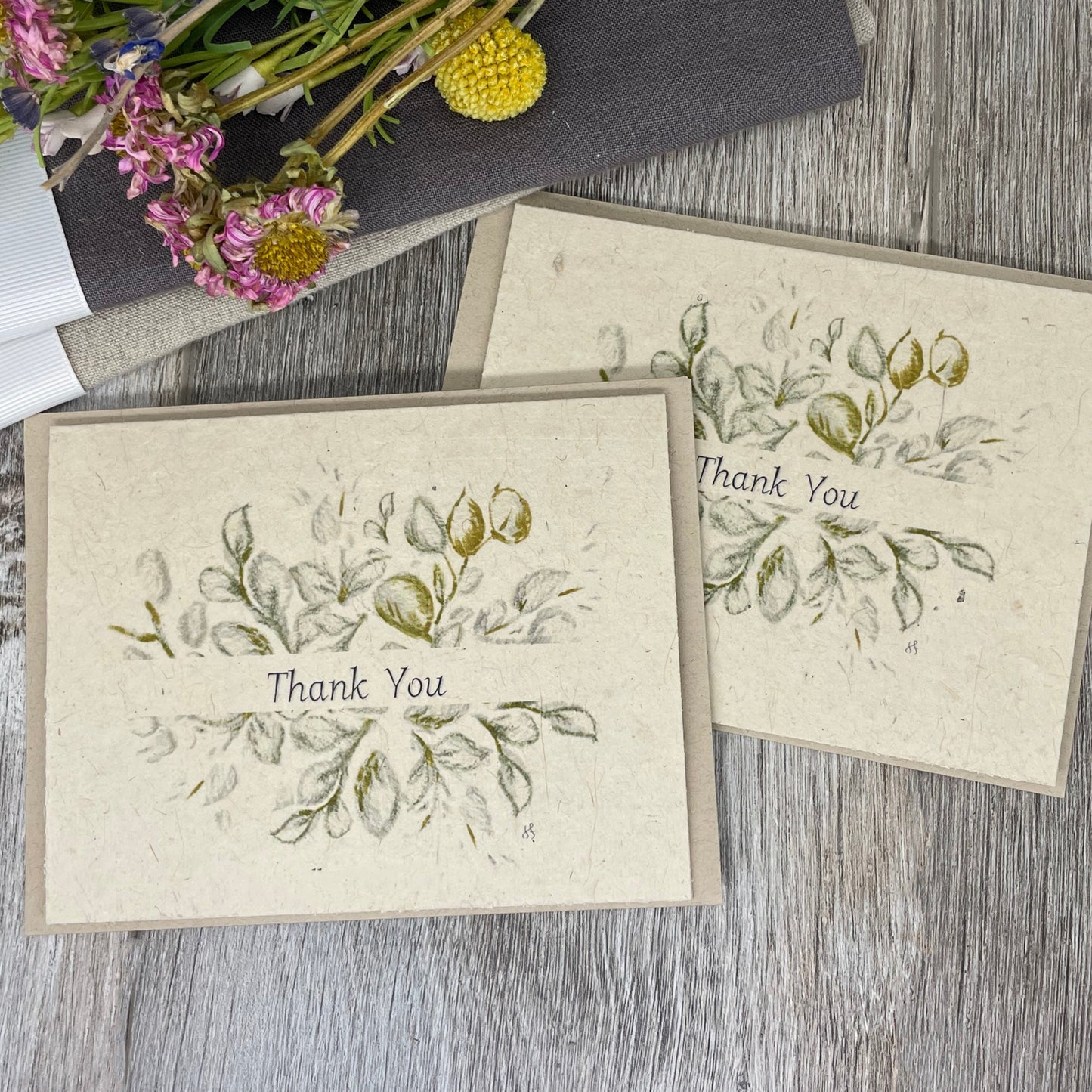 Thank you. Eucalyptus. Wedding. Bridal shower. baby shower. thank you card for guests. plantable seed paper. plantable card. farmhouse. rustic. boho. unique.