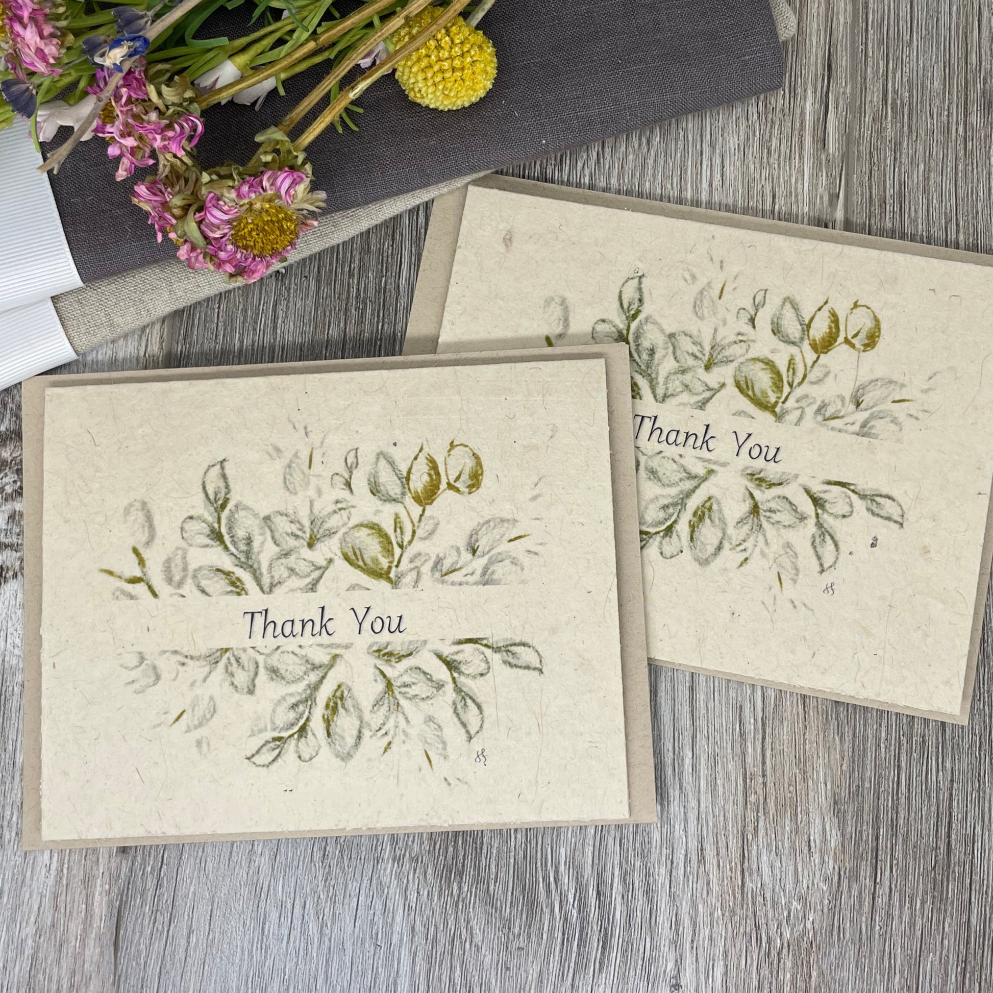 Thank you. Eucalyptus. Wedding. Bridal shower. baby shower. thank you card for guests. plantable seed paper. plantable card. farmhouse. rustic. boho. unique.