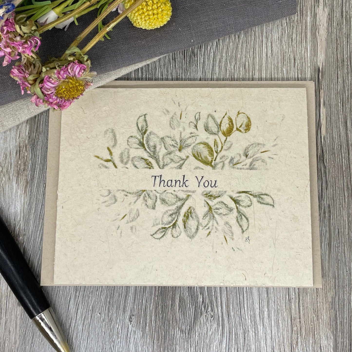 Thank you. Eucalyptus. Wedding. Bridal shower. baby shower. thank you card for guests. plantable seed paper. plantable card. farmhouse. rustic. boho. unique.