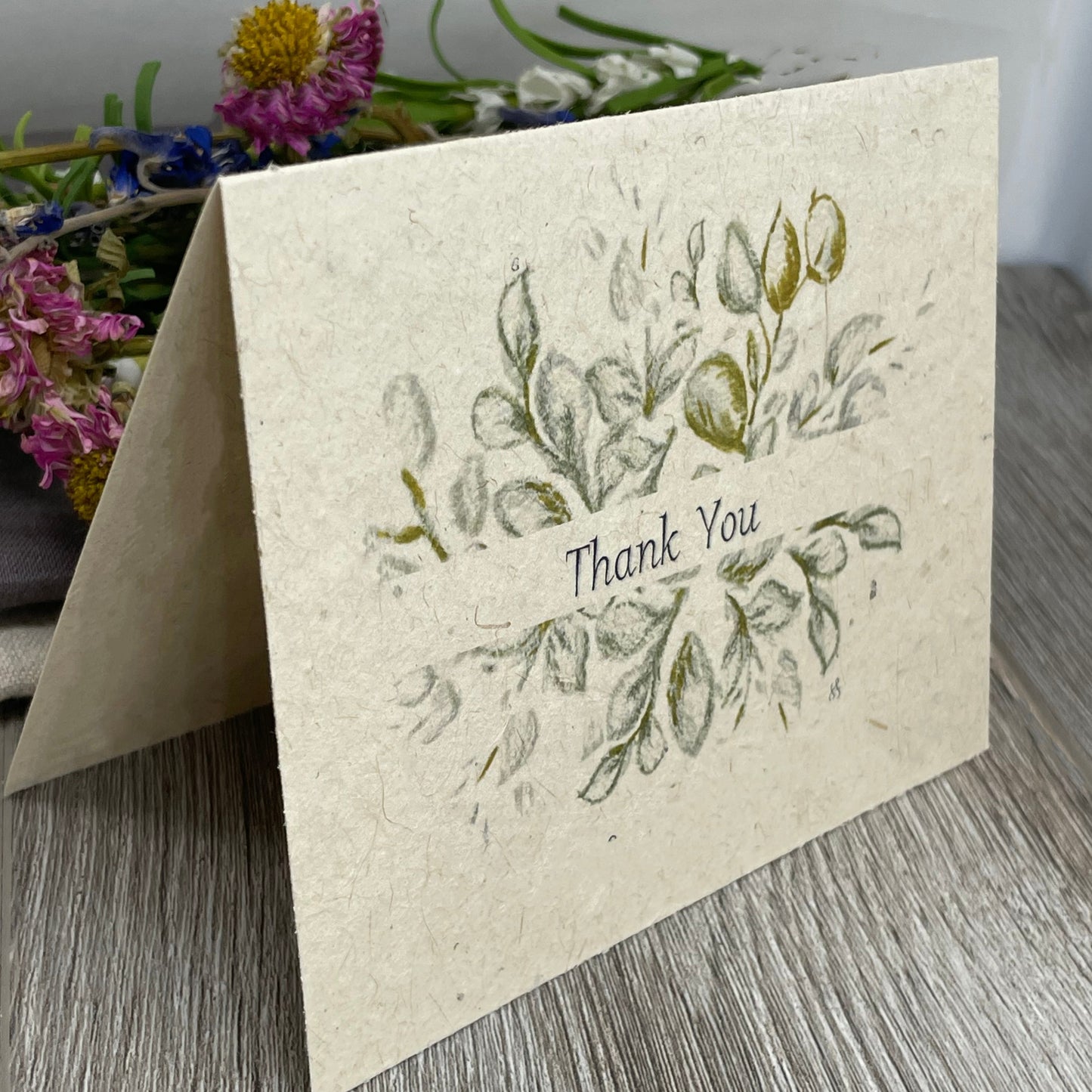 Thank you. Eucalyptus. Wedding. Bridal shower. baby shower. thank you card for guests. plantable seed paper. plantable card. farmhouse. rustic. boho. unique.