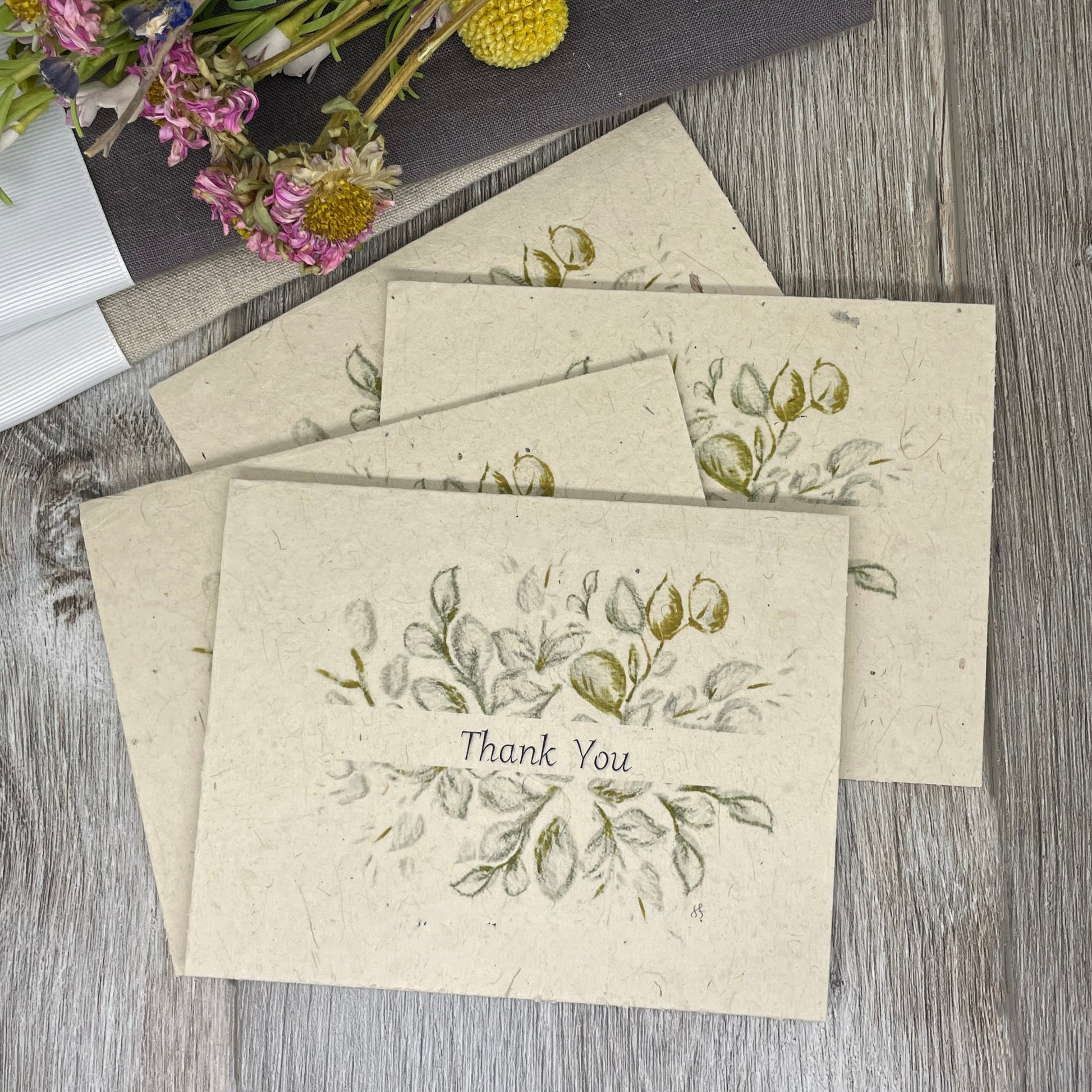 Thank you. Eucalyptus. Wedding. Bridal shower. baby shower. thank you card for guests. plantable seed paper. plantable card. farmhouse. rustic. boho. unique.