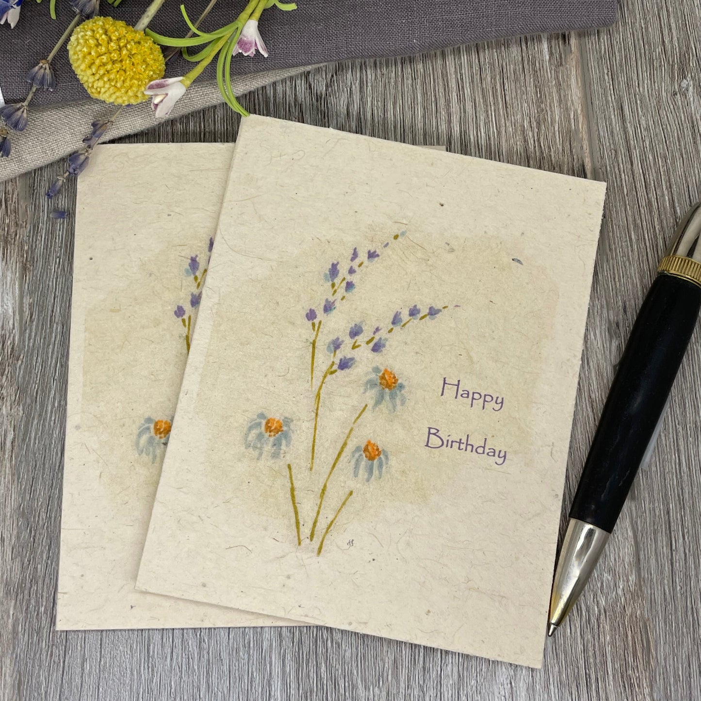 Happy Birthday | Lavender | Plantable Card | Hand Drawn | Wildflower Seed Paper