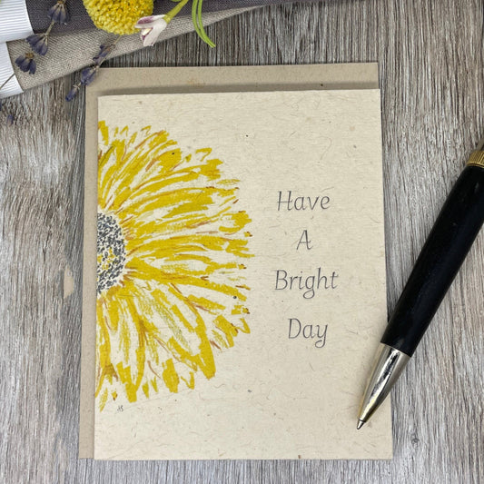 Sunflower watercolor. Plantable Card. Plantable Wildflower Seed Paper.  Have a bright day. Greeting Card. Plantable Cartd.