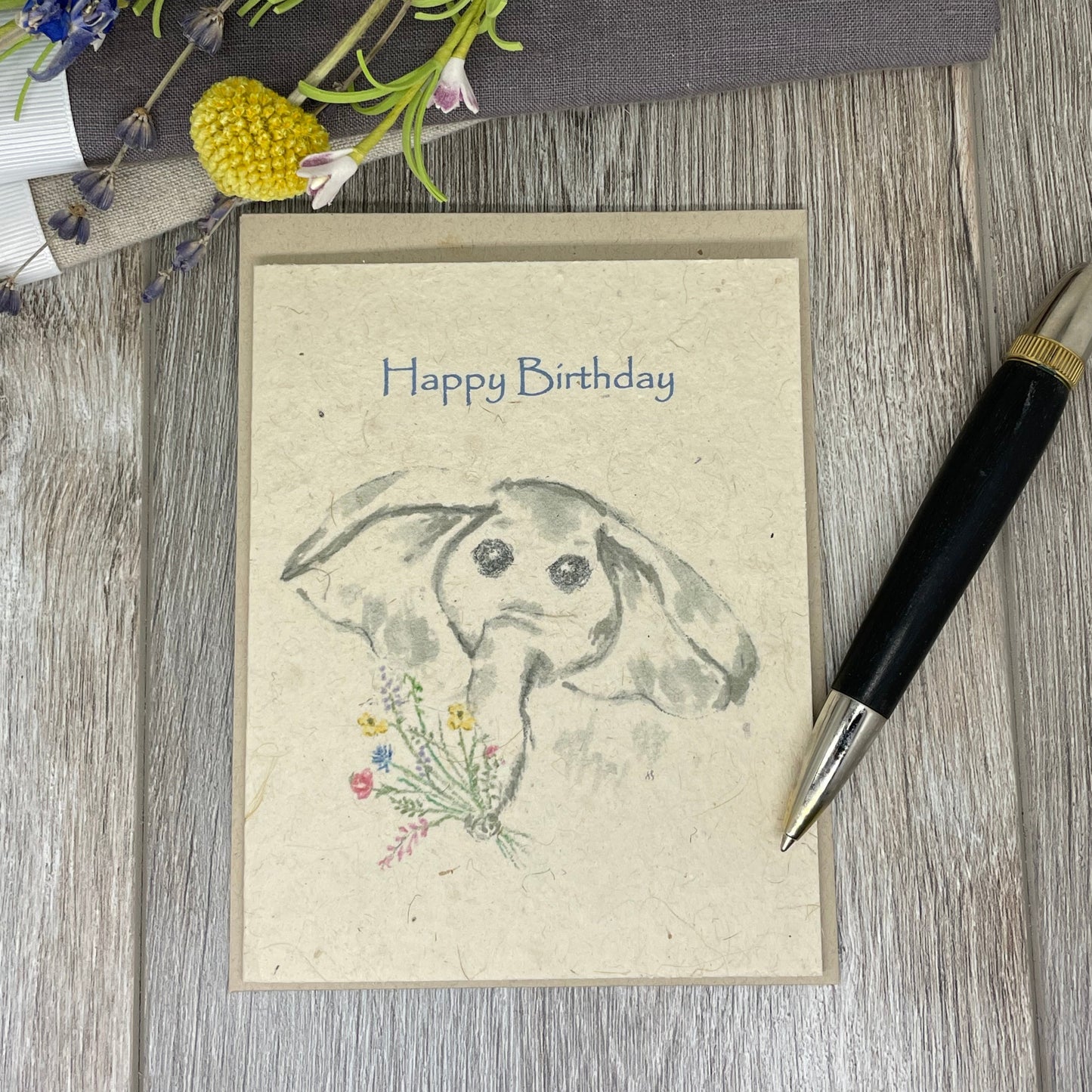 Happy Birthday | Elephant Bouquet  | Hand Drawn | Plantable Card | Wildflower Seed Paper