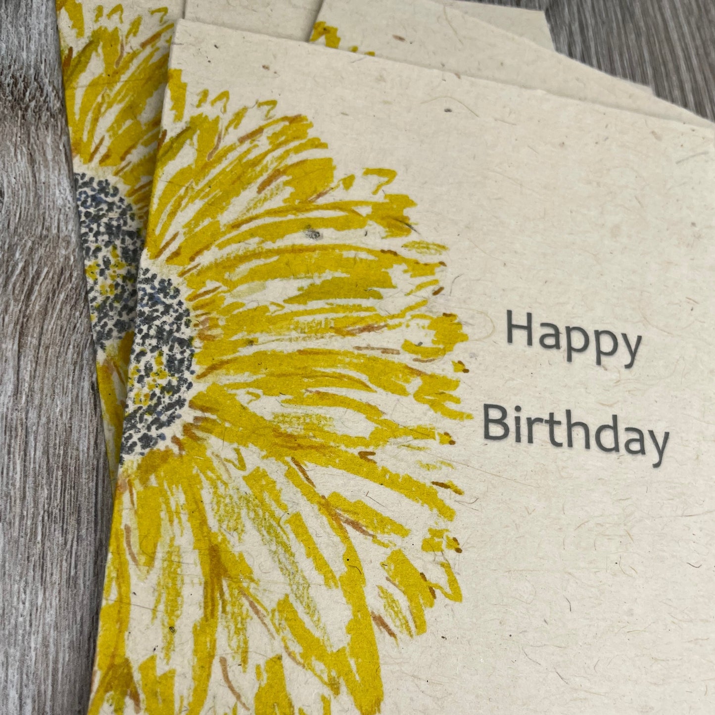 Happy Birthday | Half Sunflower | Plantable Card | Hand Drawn | Wildflower Seed Paper