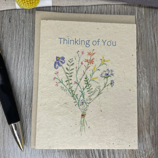 Thinking of you.  Sympathy Card. Grief Card. Wildflower seed paper. Plantable cards. wildflowers. 