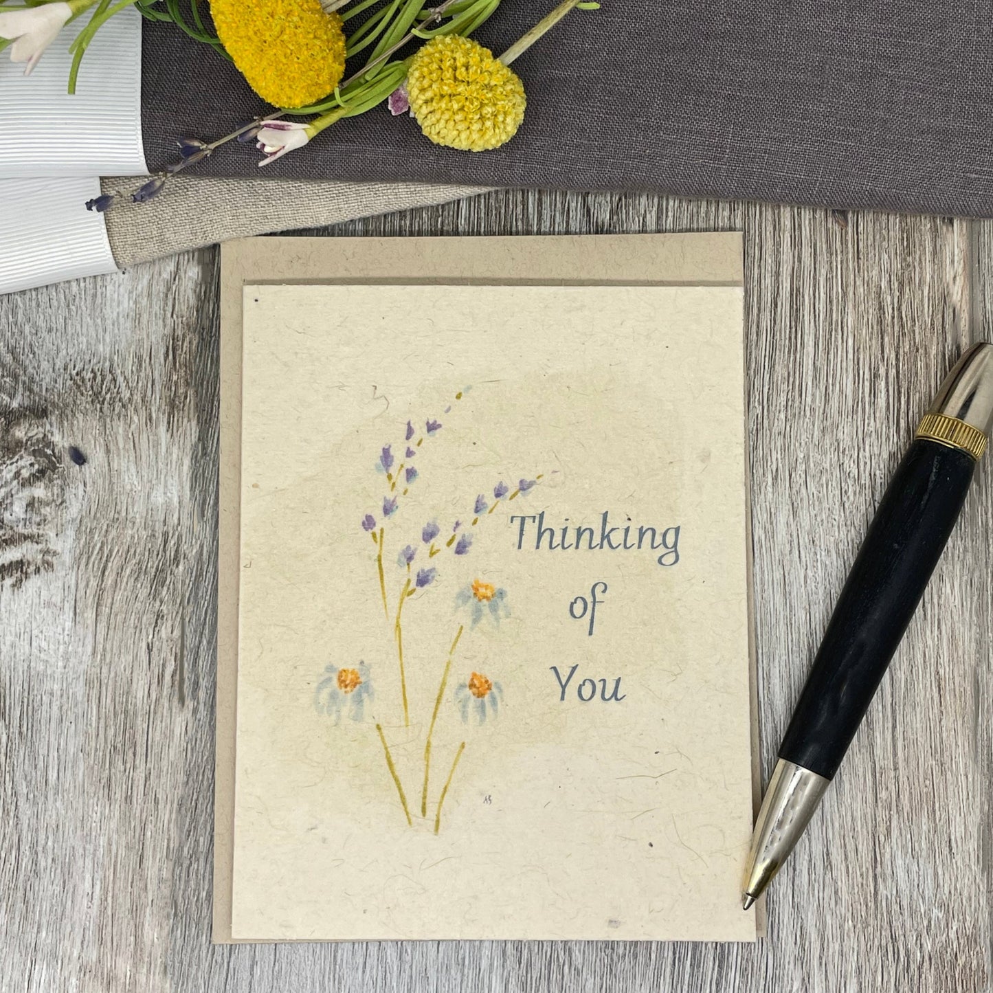 Thinking of You | Plantable Card | Hand Drawn | Wildflower Seed Paper |  Lavender. Daisies