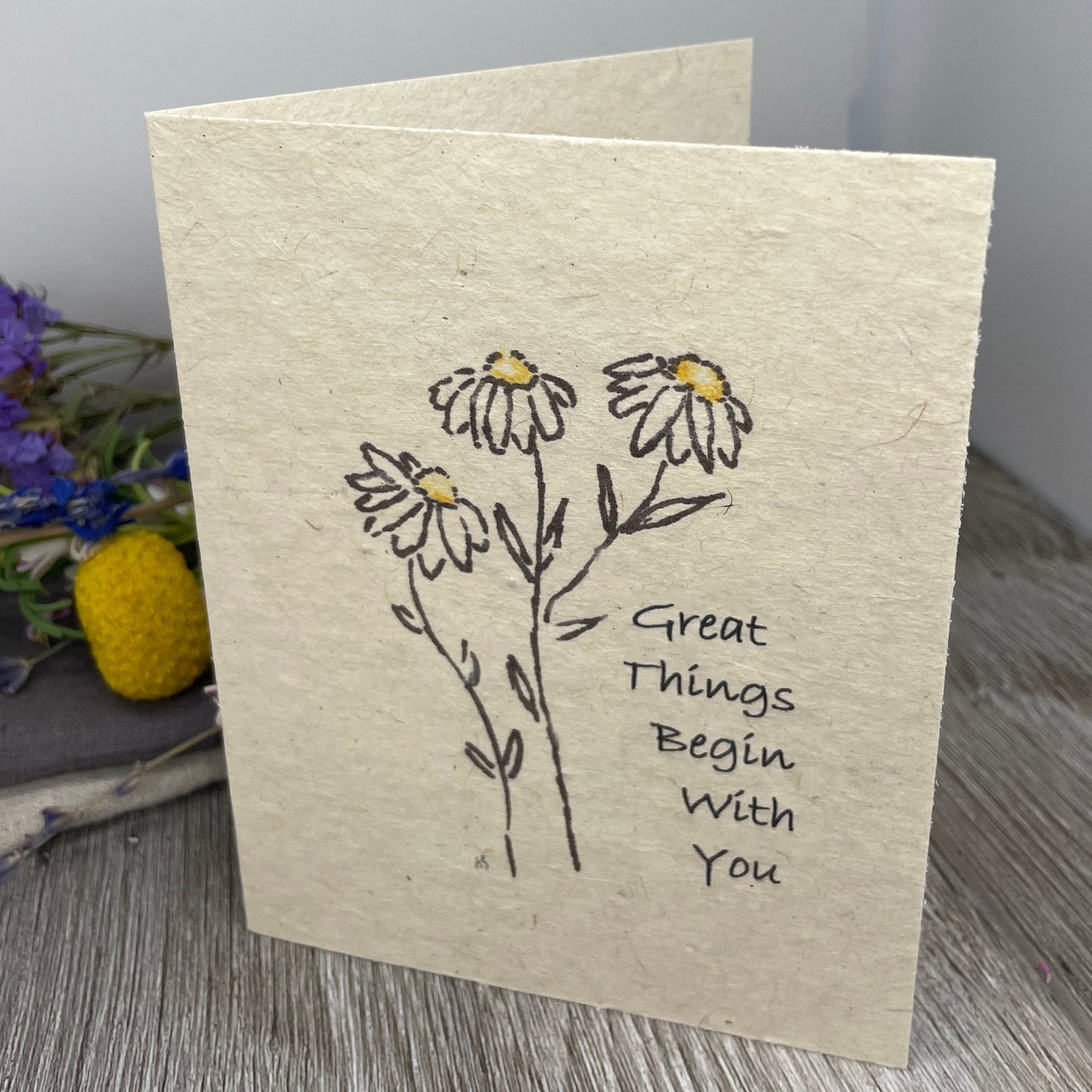 Great Things | Hand Drawn | Plantable Card | Wildflower Seed Paper | Daisies