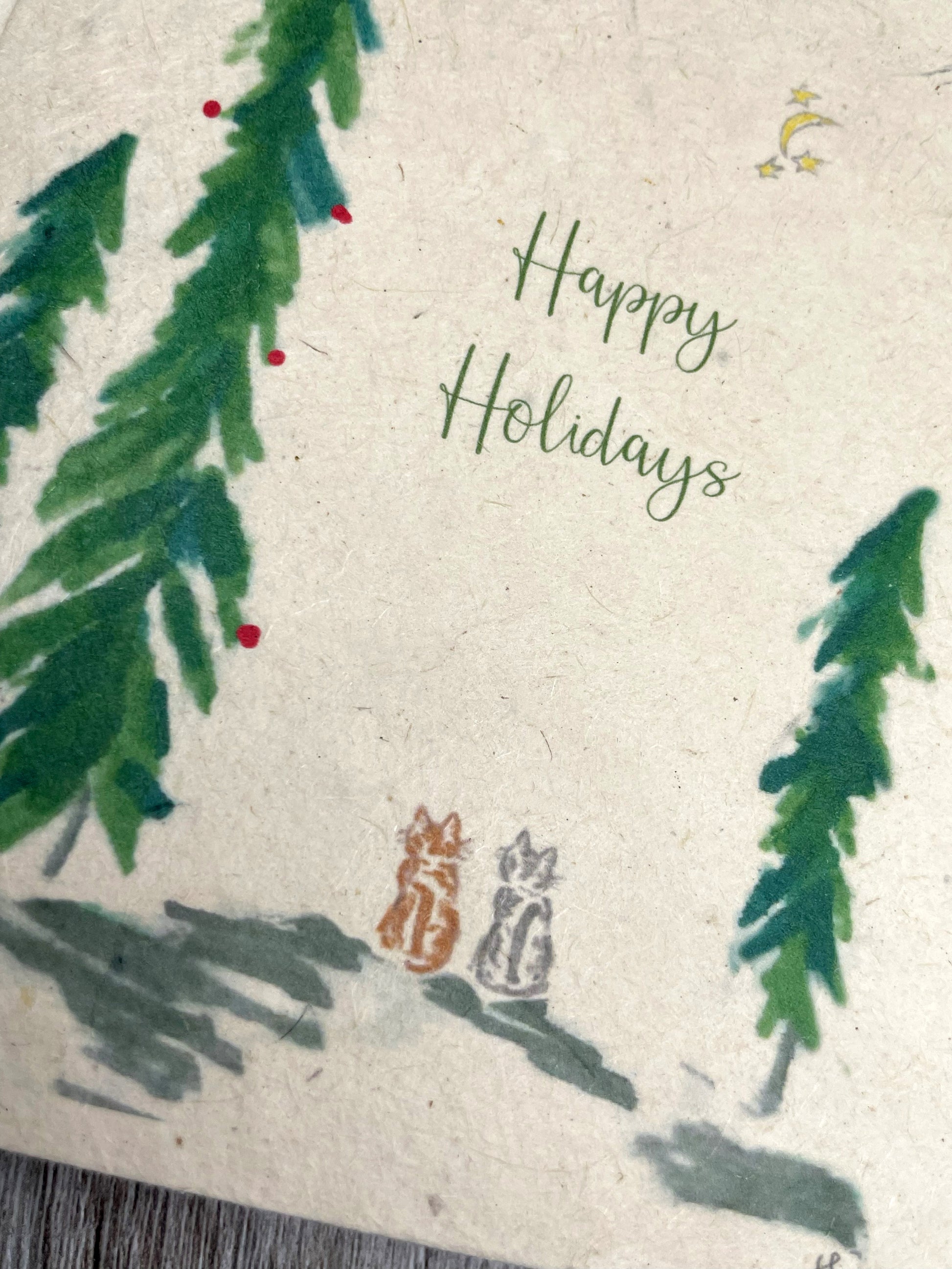 2 cats. cat lover. holiday card. christmas card. bulk cards. plantable seed paper. plantable card. outdoor card. minimalist card. 