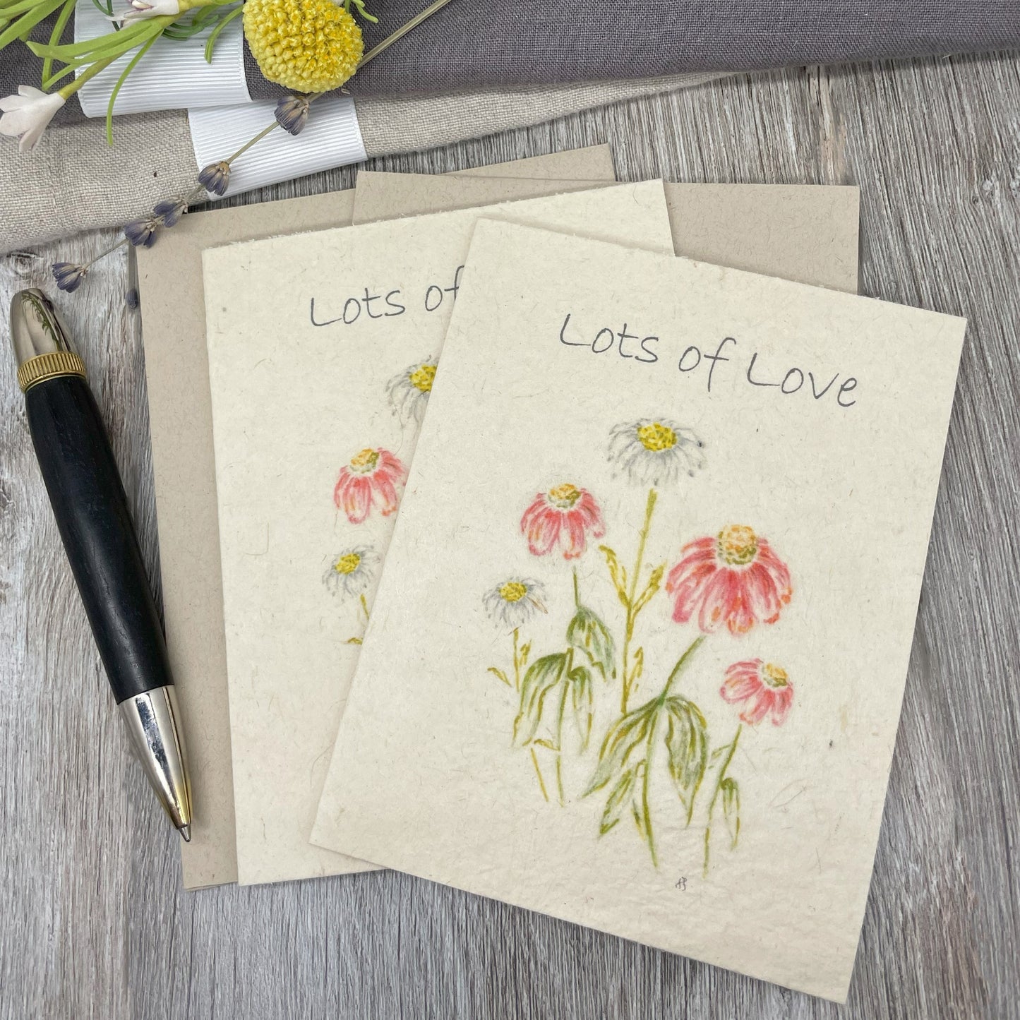 gerbera daisies. Lots of Love card.  Plantable Seed Paper Card. Wildflower Seed Paper.  Friendship card.  Love Card. 