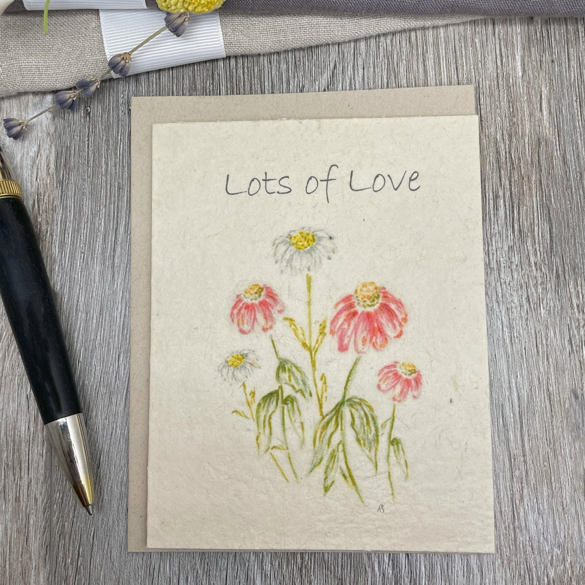 gerbera daisies. Lots of Love card.  Plantable Seed Paper Card. Wildflower Seed Paper.  Friendship card.  Love Card. 