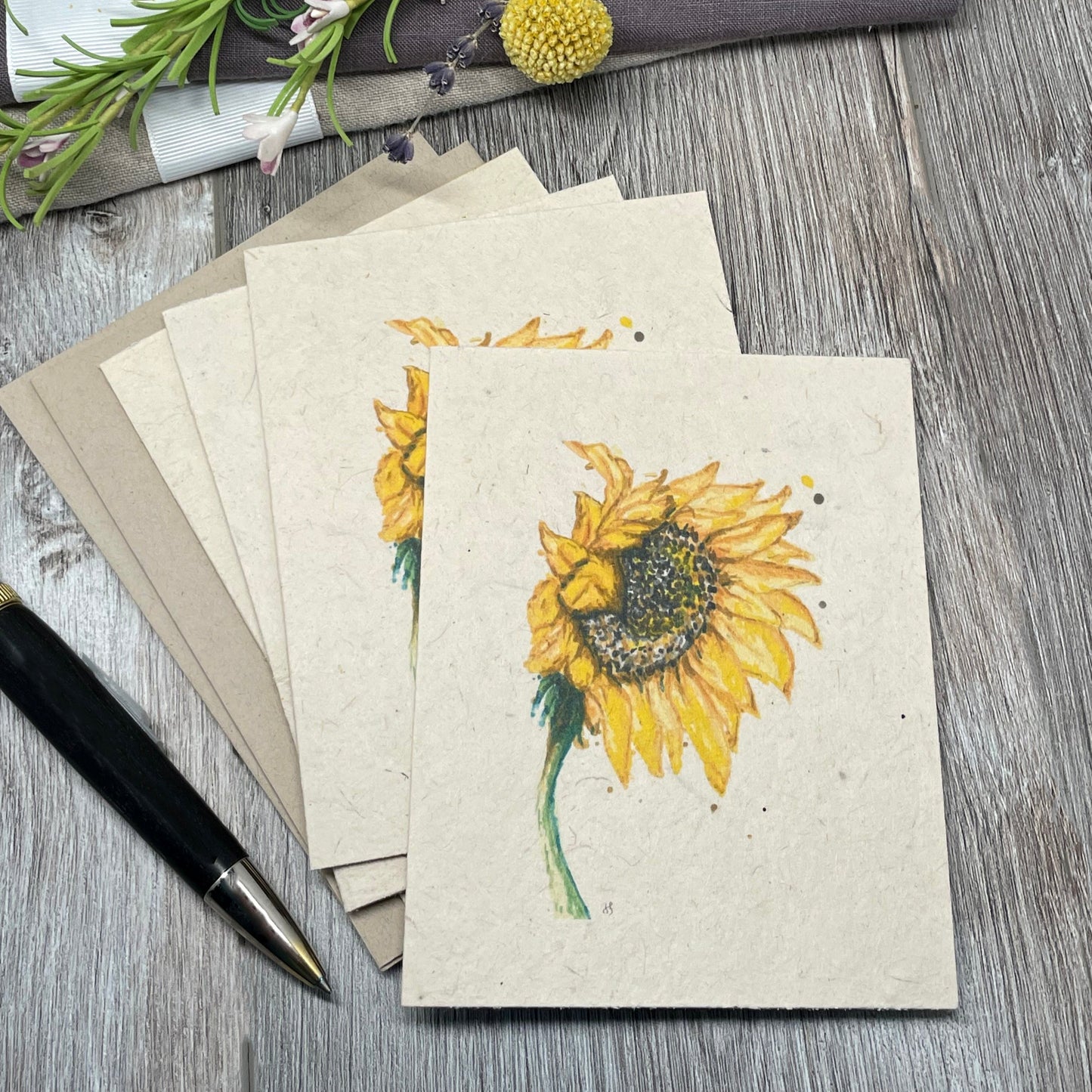 sunflower Card.  All Occasion Card. Blank Card. Plantable Seed Paper. Wildflower Seed paper card. Plantable Card.  Fall Sunflower. 