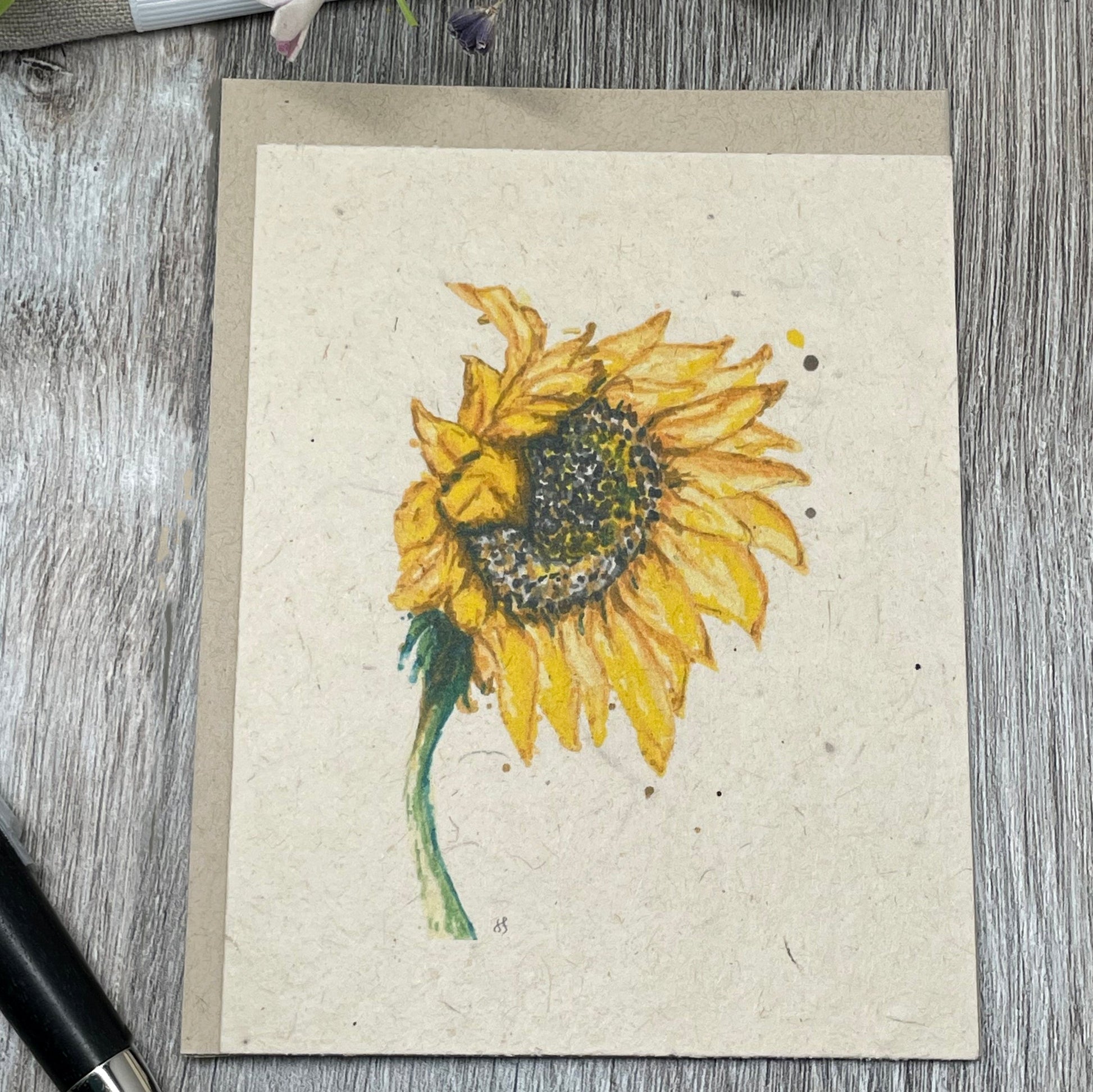 sunflower Card.  All Occasion Card. Blank Card. Plantable Seed Paper. Wildflower Seed paper card. Plantable Card.  Fall Sunflower. 