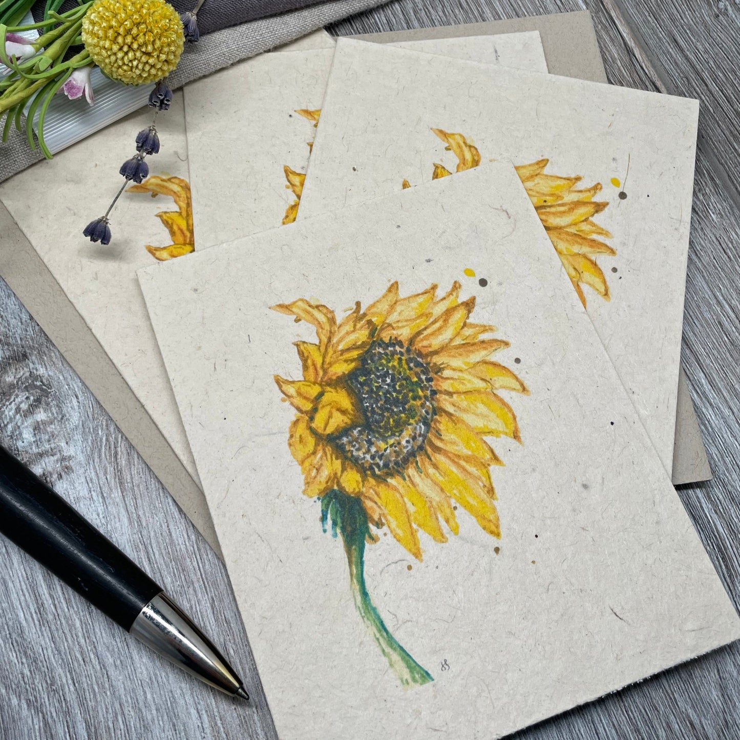 sunflower Card.  All Occasion Card. Blank Card. Plantable Seed Paper. Wildflower Seed paper card. Plantable Card.  Fall Sunflower. 