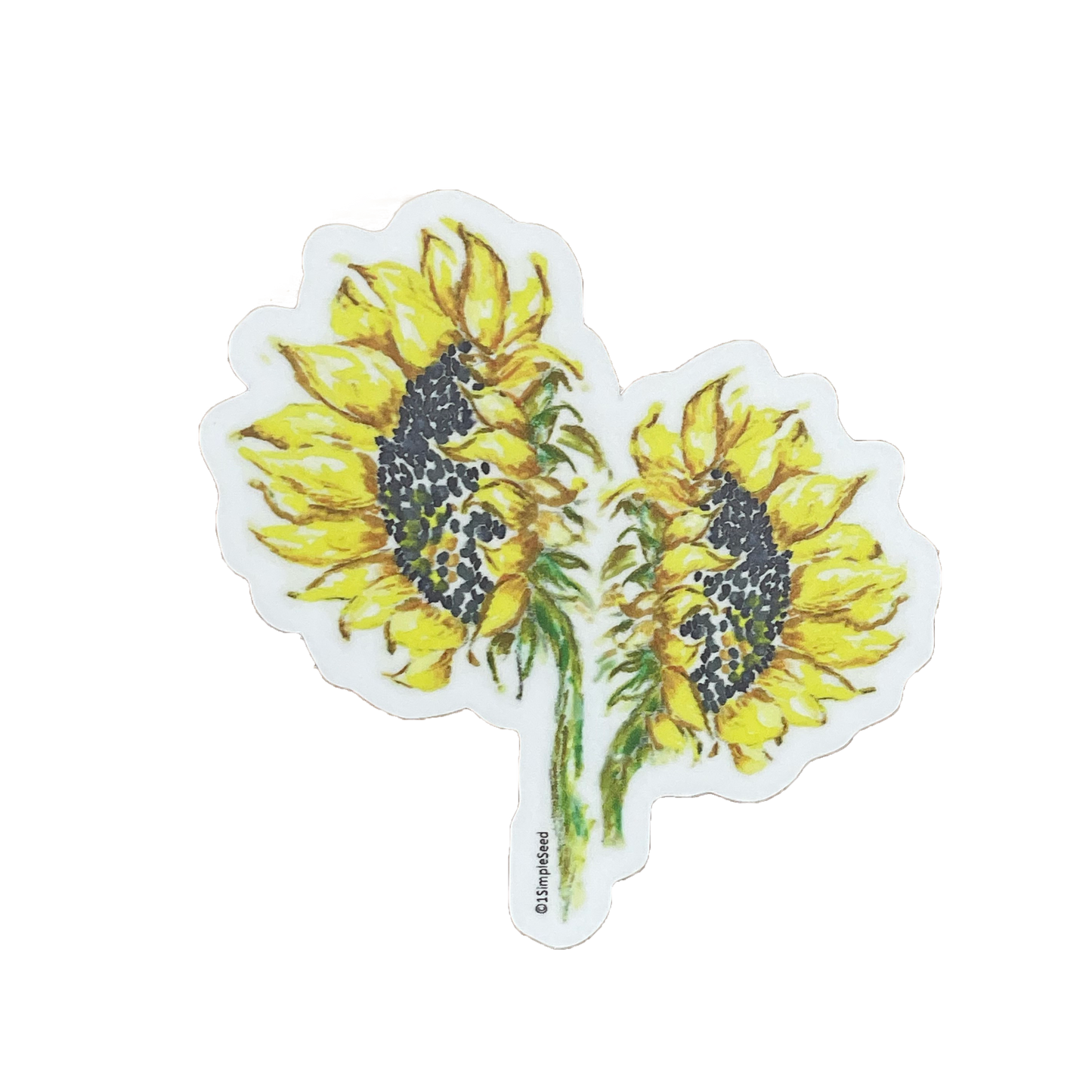 sunflower sticker, water bottle, lap top, floral sticker