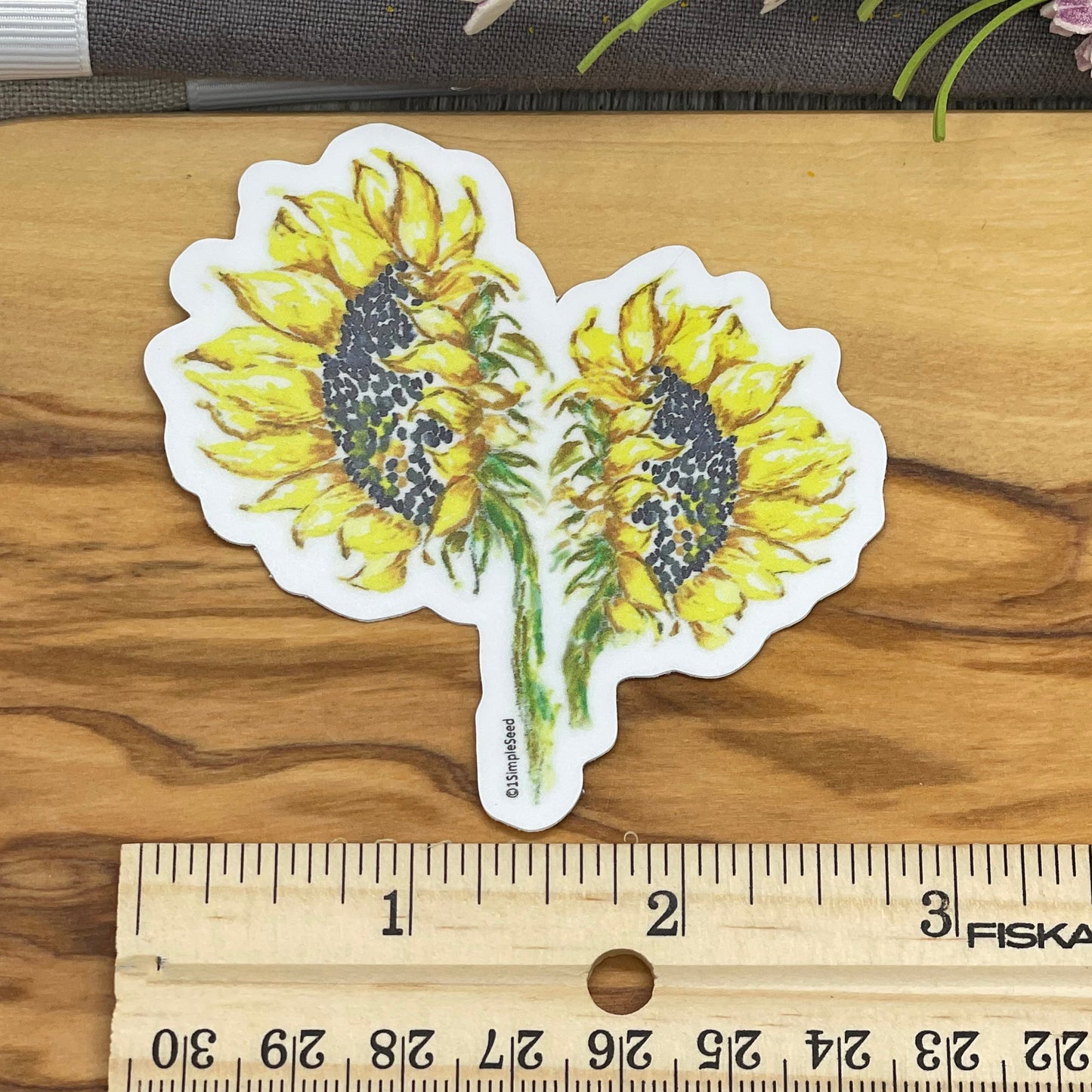 sunflower sticker. hand drawn watercolor. farmhouse. rustic. gift