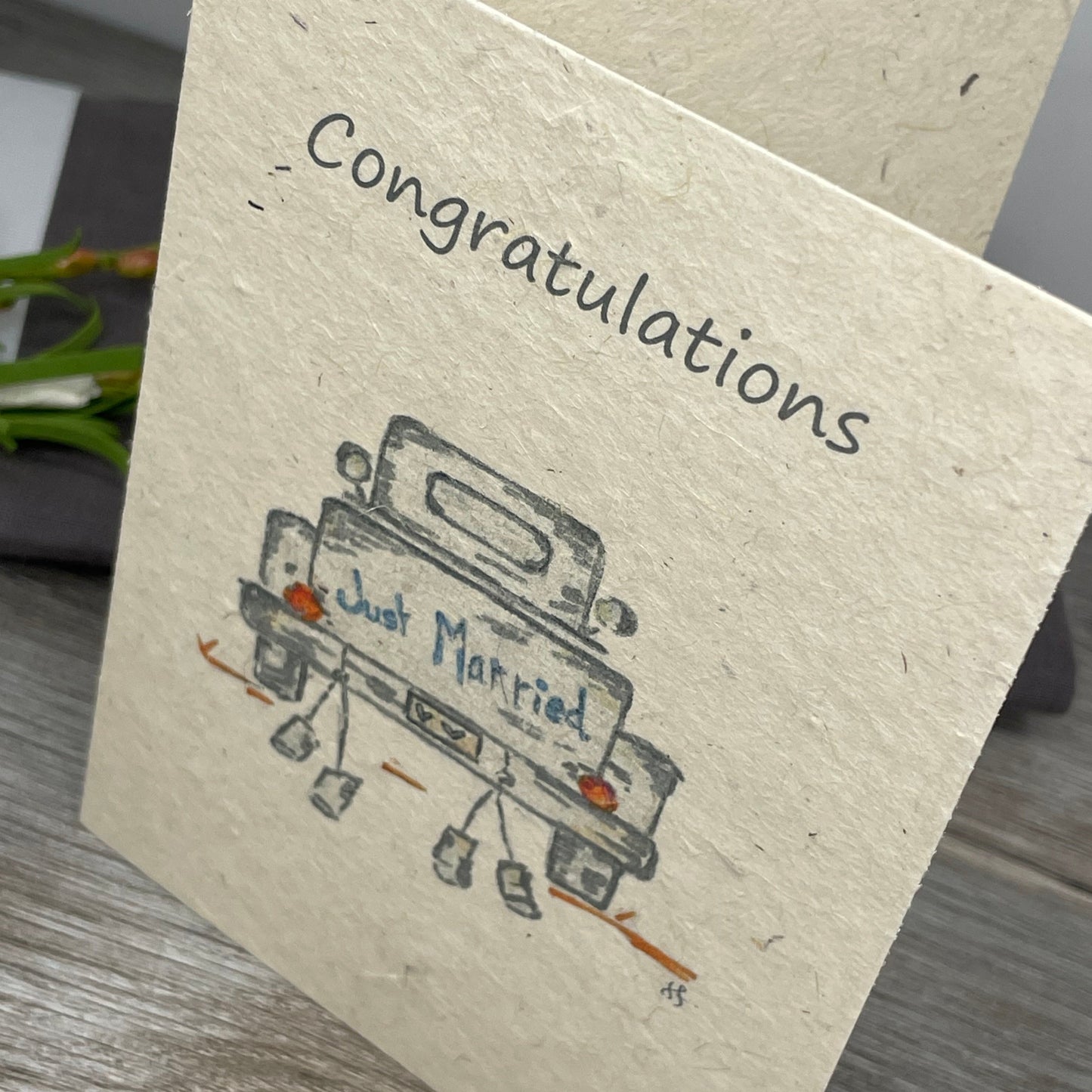 congratulations wedding card. Plantable Card. Rustic Truck, farmhouse wedding. plantable card